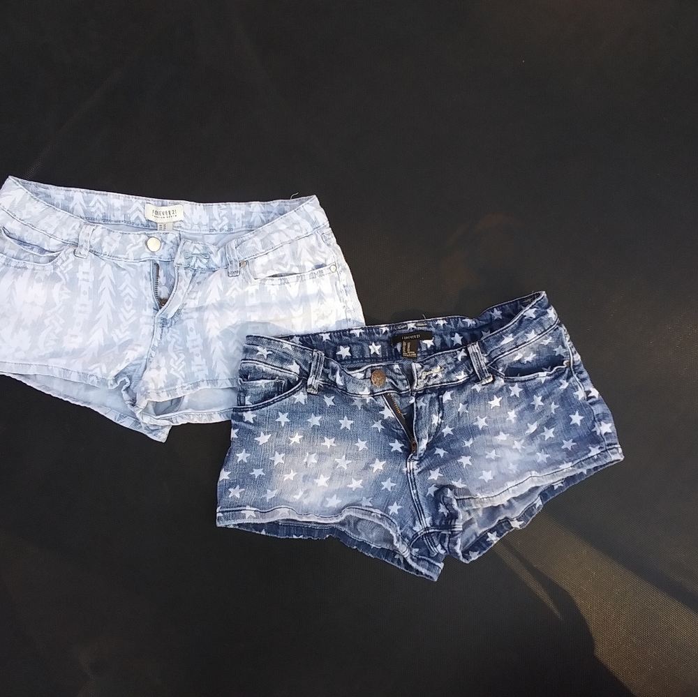Pair Of 2 Designed Jean Shorts